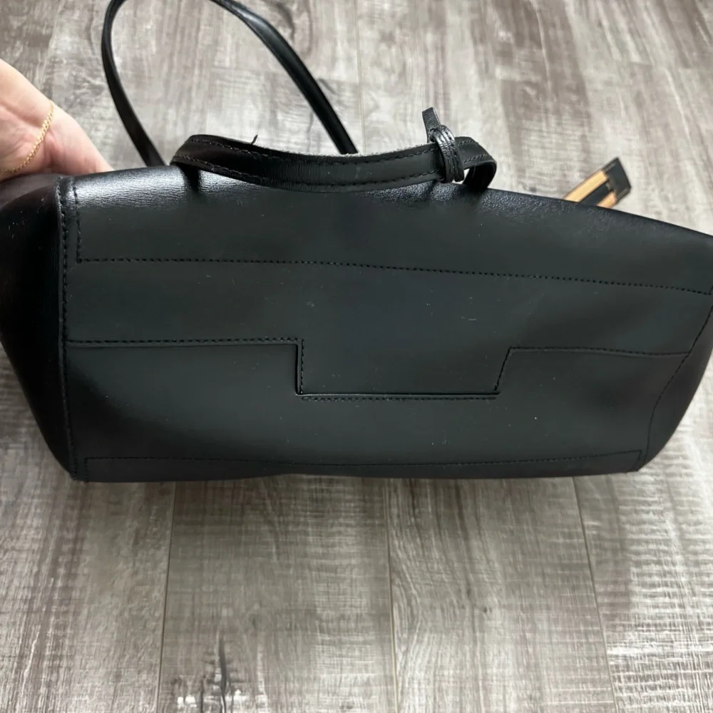 Tory Burch Parker Tote Black Saffiano Leather Structured